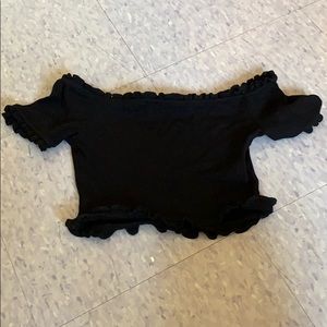 off the shoulder black crop top